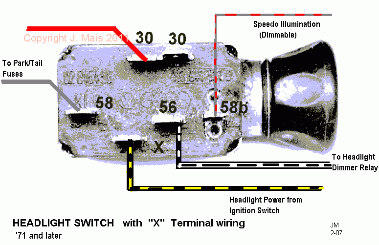 Speedy Jim's Home Page, Aircooled Electrical Hints 65 mustang headlight switch wiring diagram 